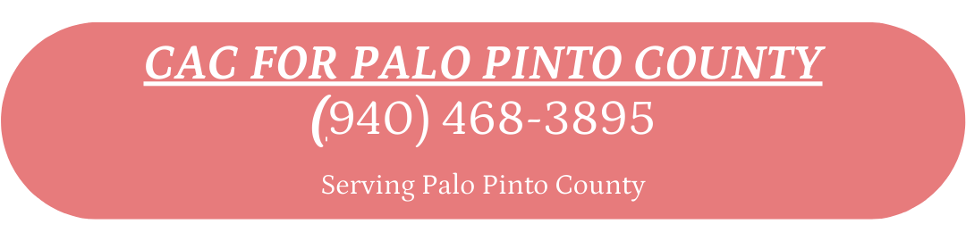 Red banner for CAC for Palo Pinto County with contact number (940) 468-3895 and text serving Palo Pinto County.