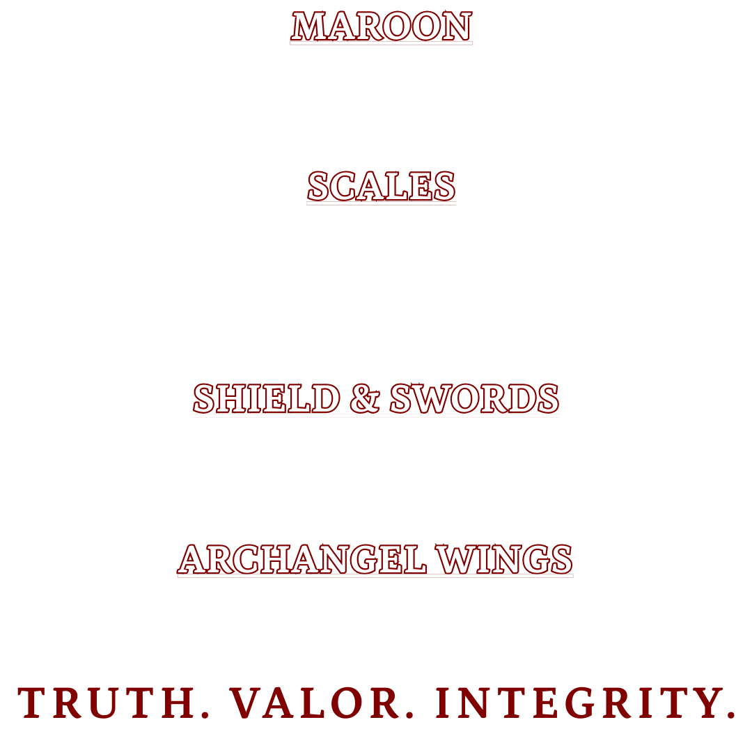 Inspirational poster with red and white text on a black background, emphasizing themes of justice, facing opposition, and messaging of truth, valor, and integrity.