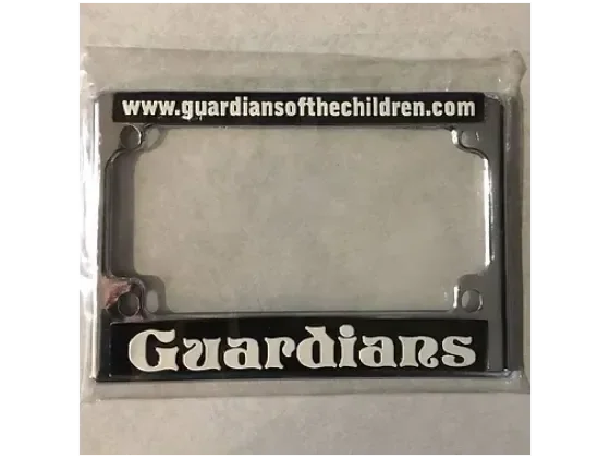 License plate holder with the website 'www.guardiansofthechildren.com' at the top and the word 'Guardians' at the bottom.
