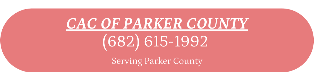 Red oval tag with white text that reads "GAC of Parker County, (682) 615-1992, Serving Parker County"
