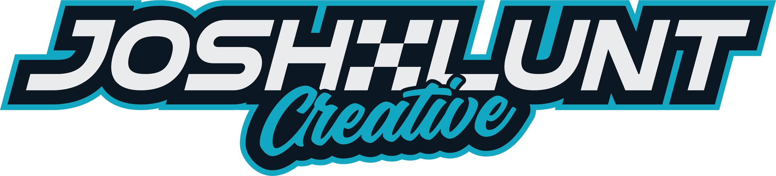 Logo for Joshlient Creative in bold black and white with blue outline and script text.