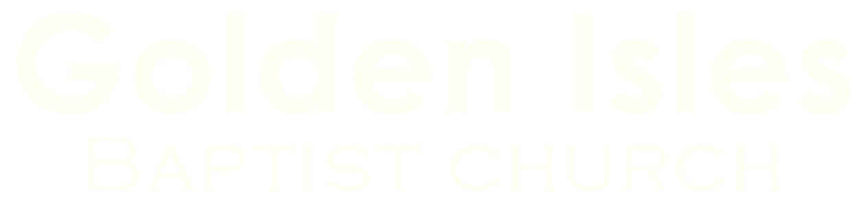 Logo text reading 'Golden Isles Baptist Church' with 'Golden Isles' in large font and 'Baptist Church' beneath it