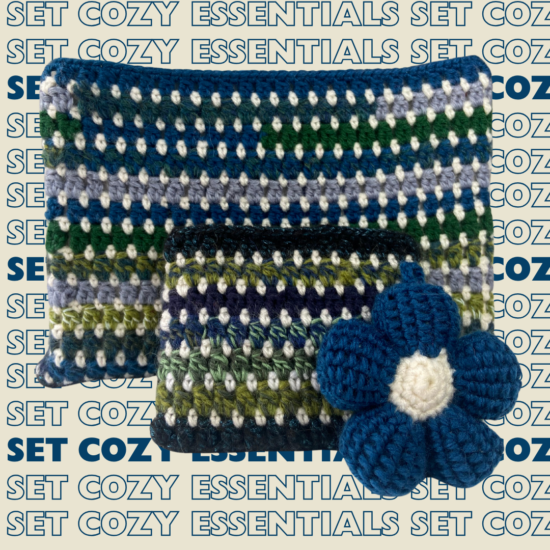 The Cozy Essentials Set | Book sleeve, card holder & flower keychain