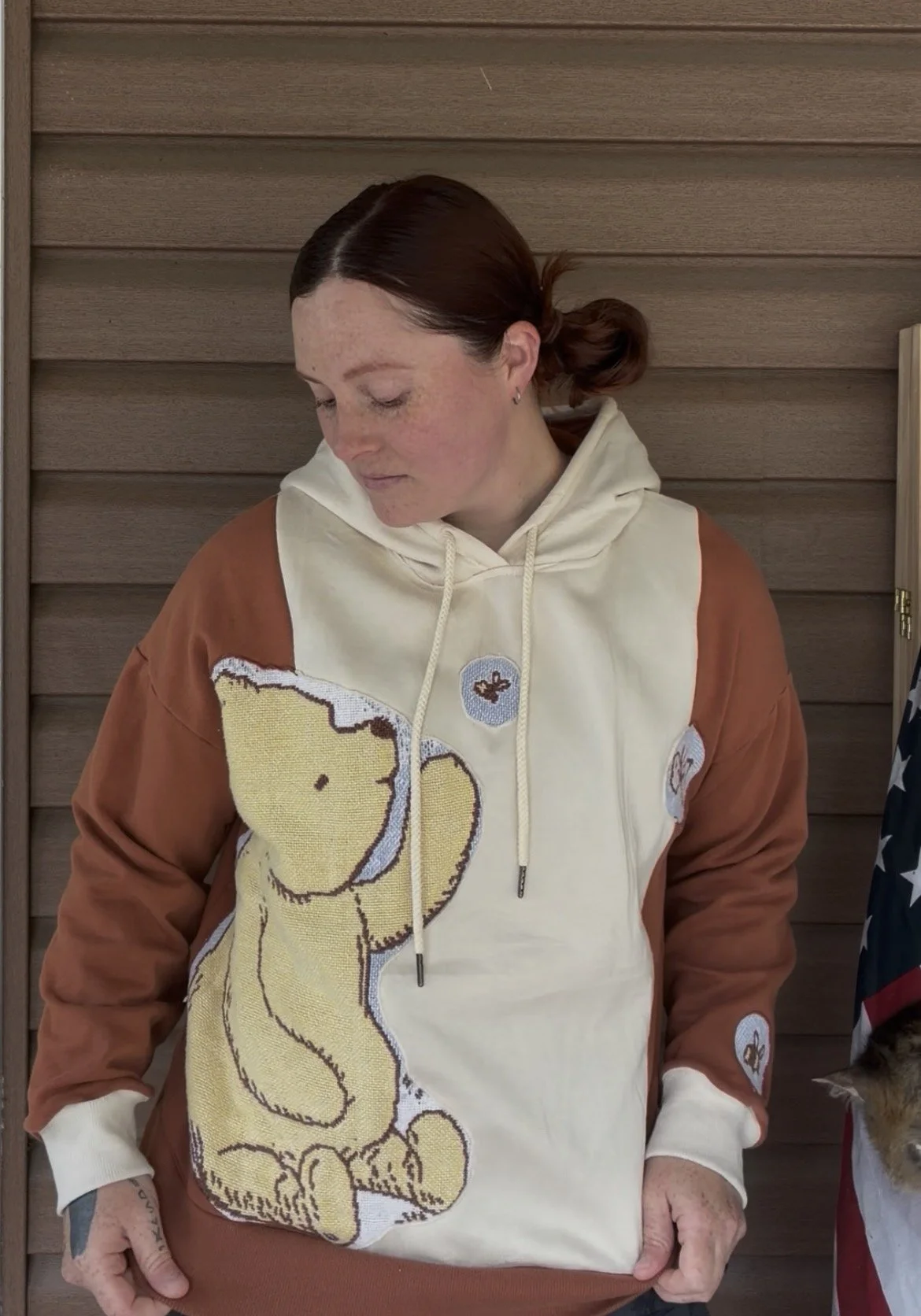 Winnie Brown/Cream Tapestry Hooded Sweater