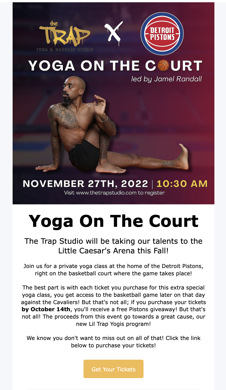 The Trap Studio x Detroit Pistons email campaign