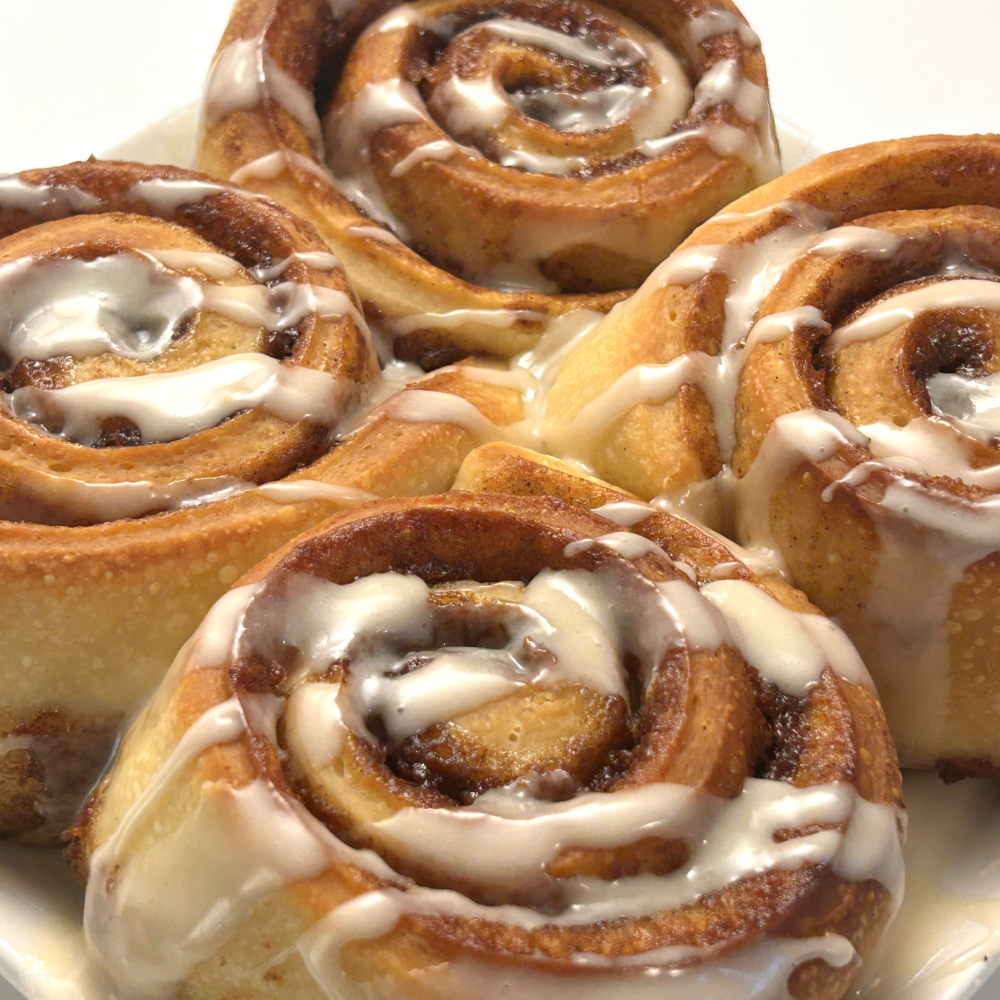 cinnamon rolls close up angle
