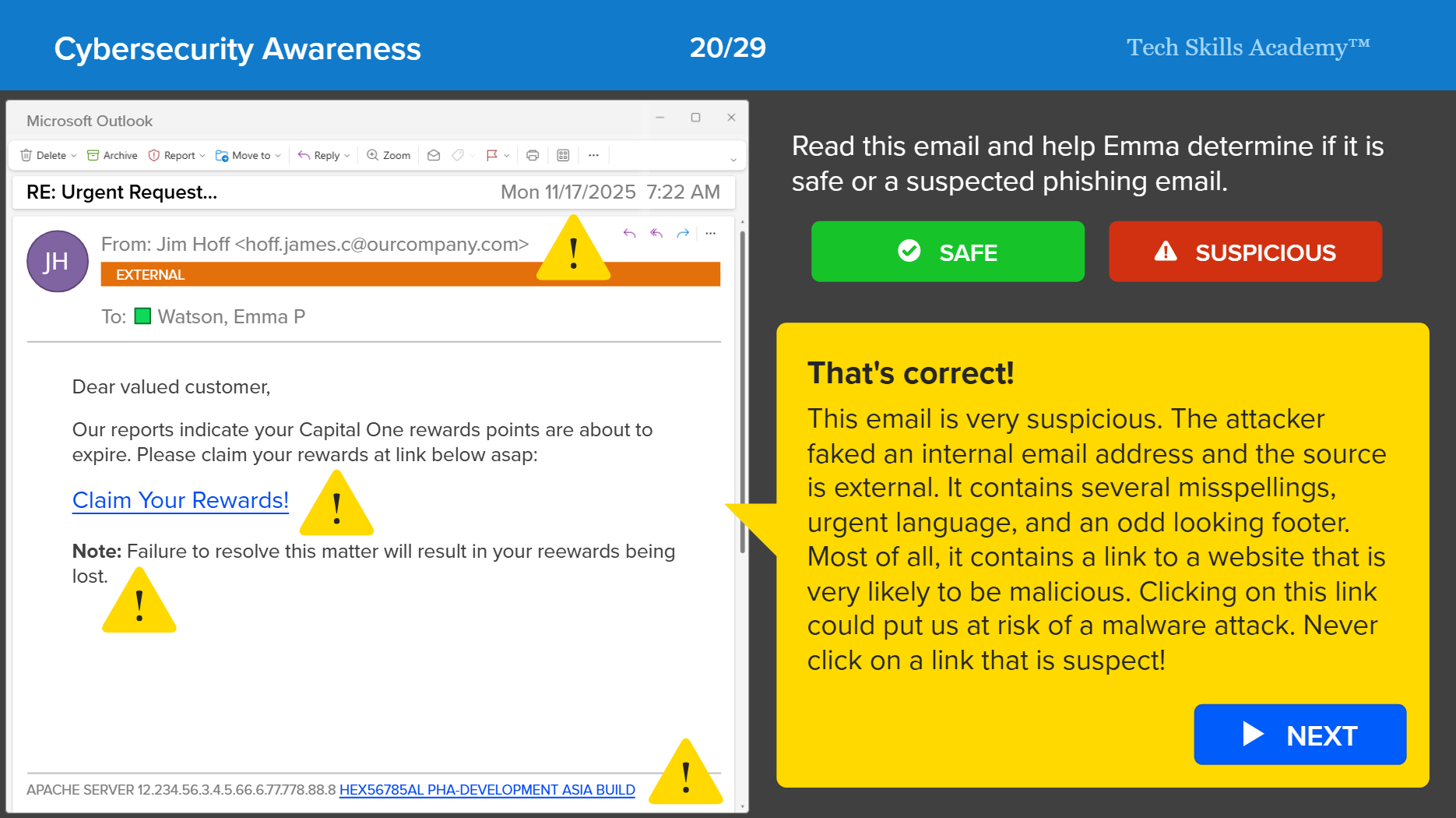 Recognize phishing emails