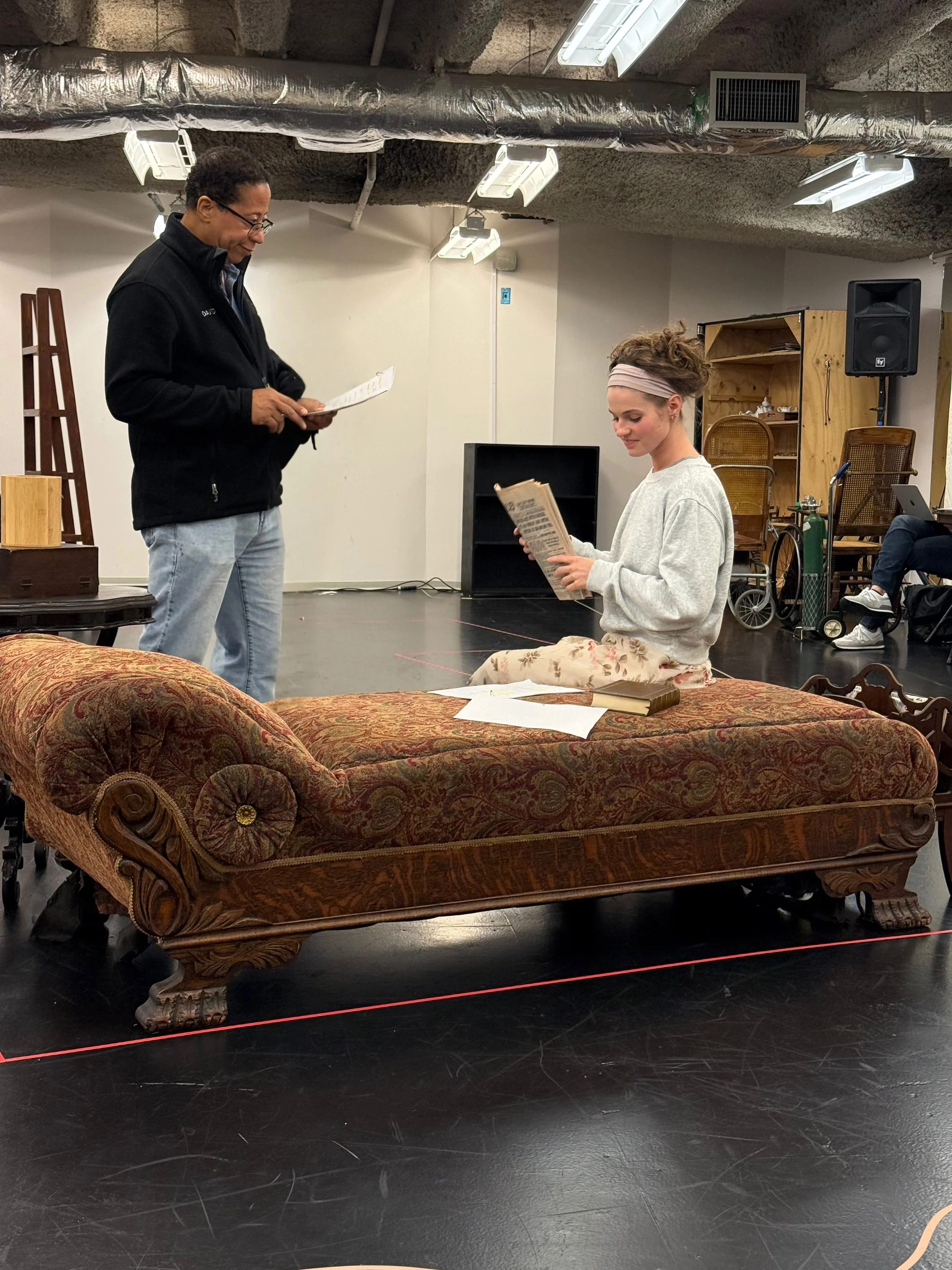 Rehearsing for "The Body Snatcher" by Katie Forgette (world premiere) / directed by Brandon Weinbrenner / Alley Theatre / featuring David Rainey