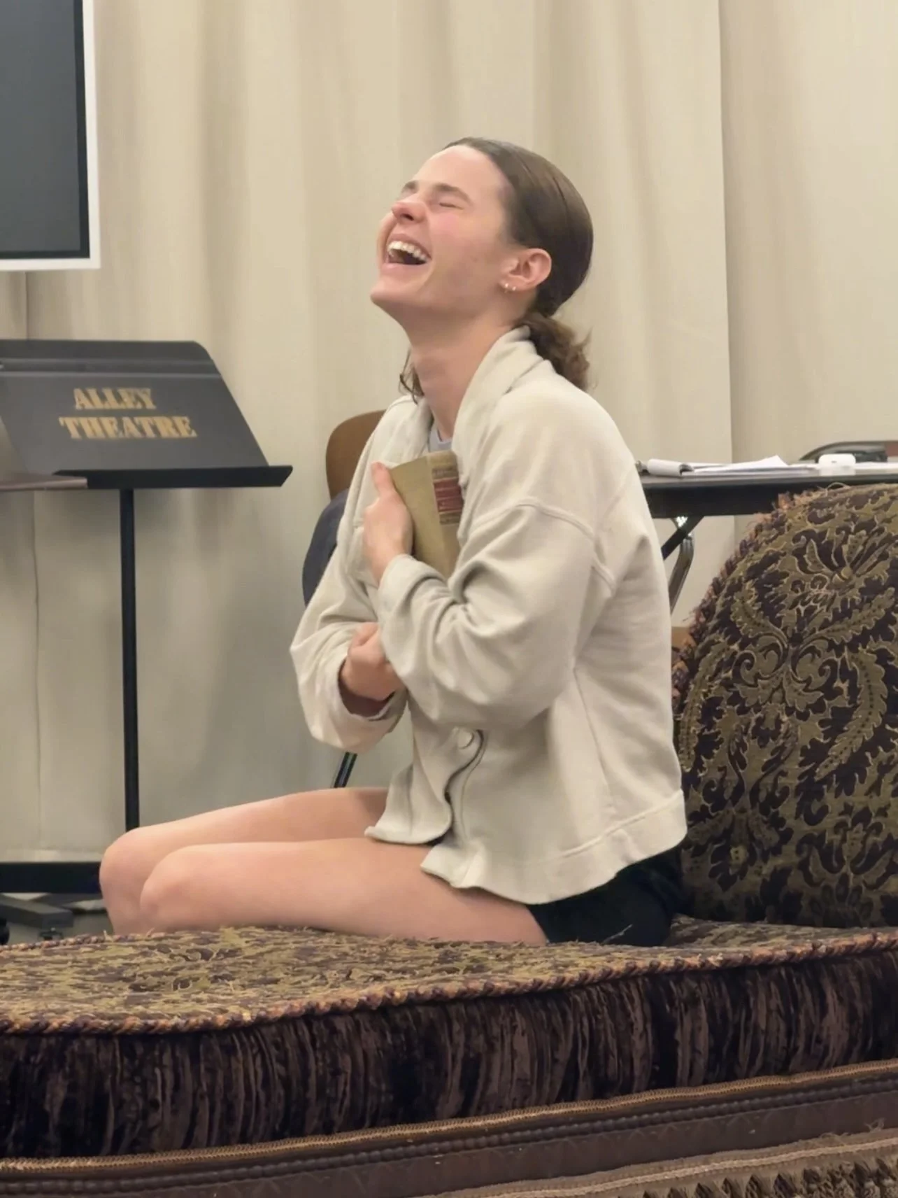 Rehearsing for "The Body Snatcher" by Katie Forgette (world premiere) / directed by Brandon Weinbrenner / Alley Theatre