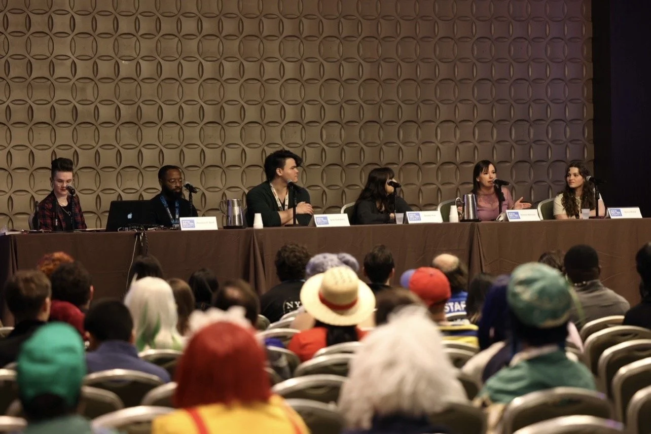 On a Panel with other Oshi no Ko English dub cast mates and director at Anime Boston Convention