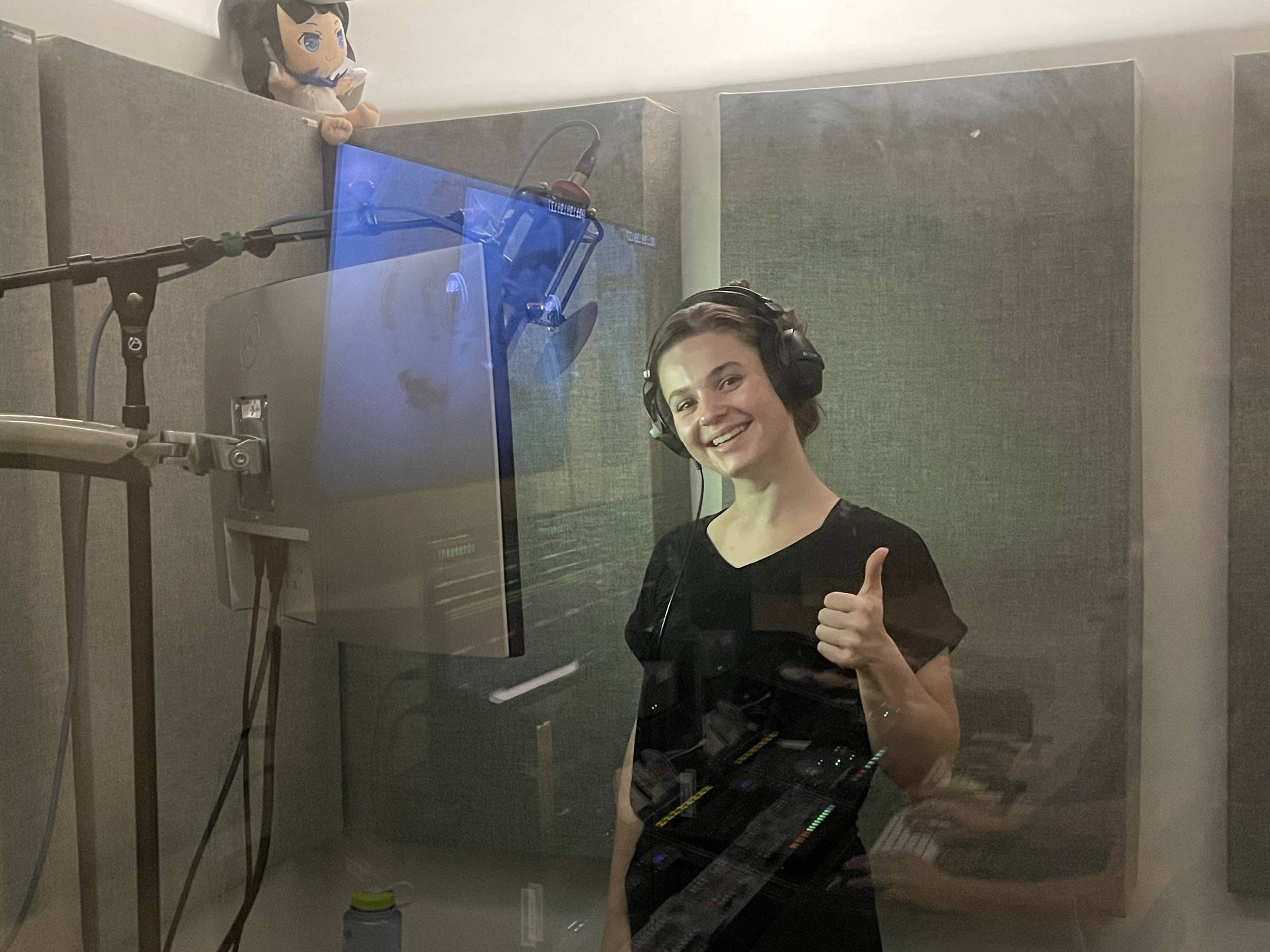 In recording booth for Voice Acting work
