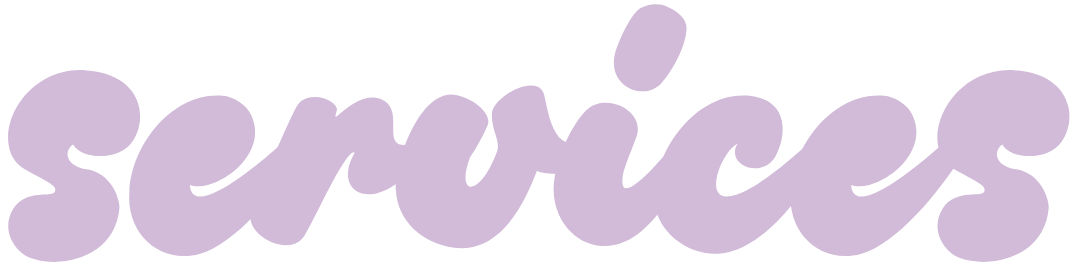 The word 'services' written in large, lavender, cursive letters on a black background.