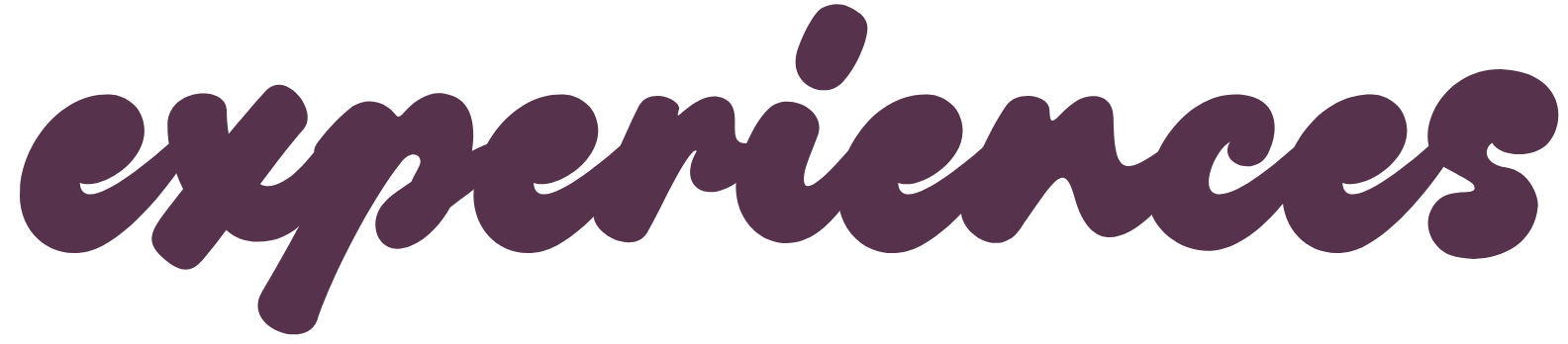 The word 'experiences' written in purple cursive font.