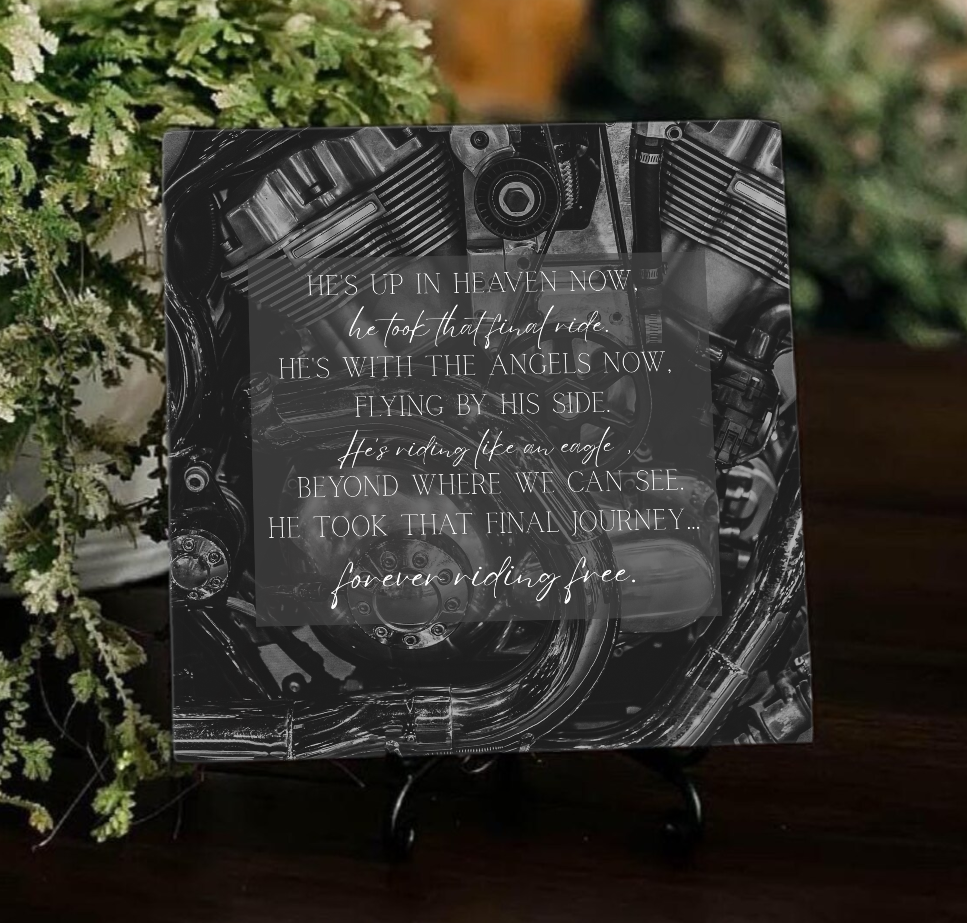 Decorative tile with inspirational quote against a scenic background