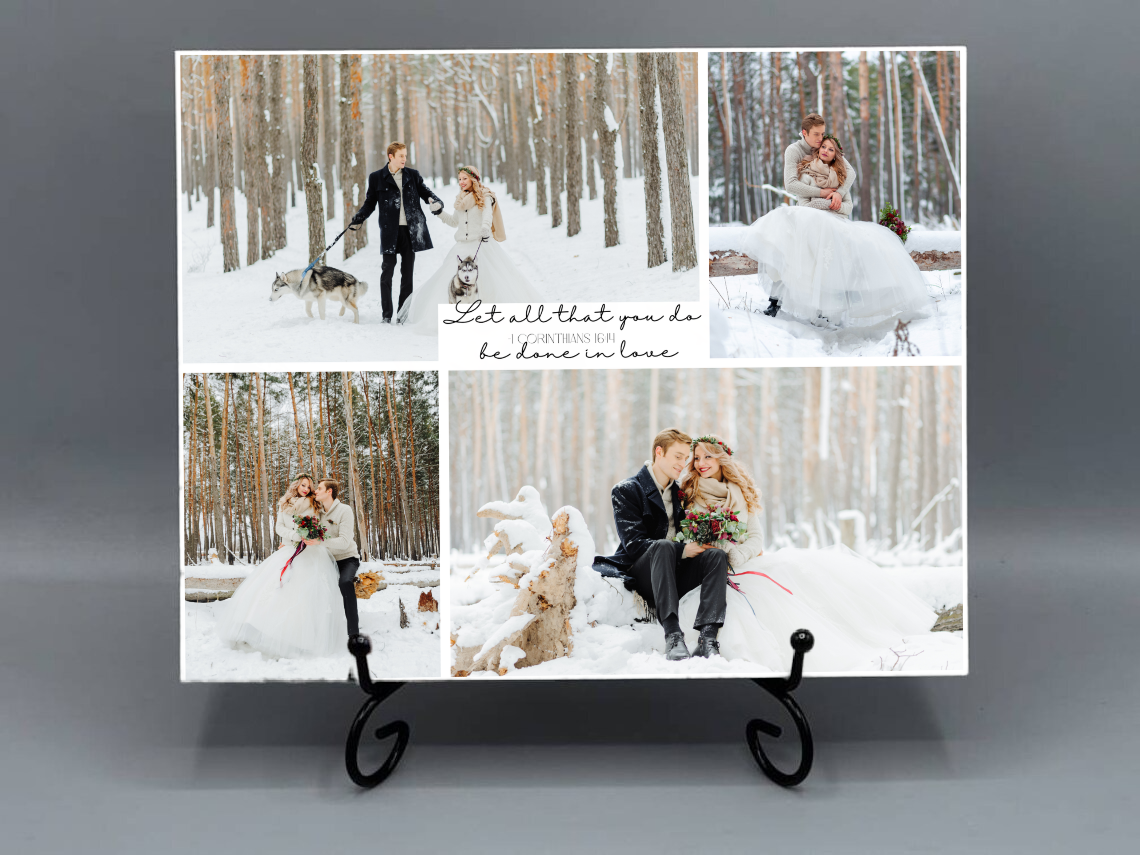 Decorative tile with inspirational quote against a scenic background