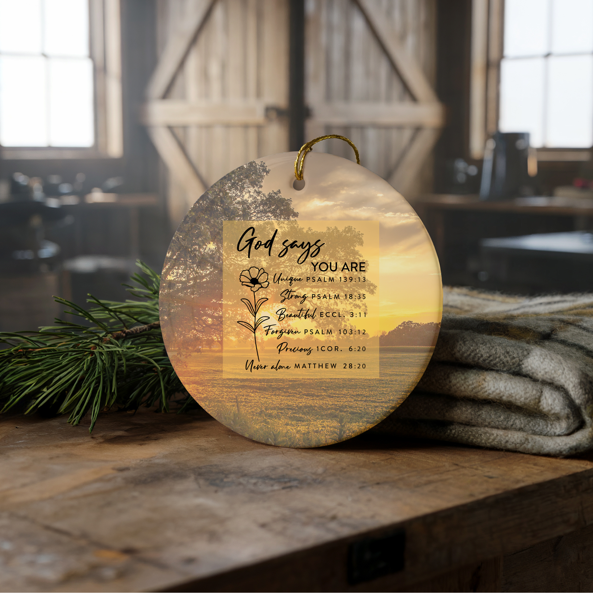God Says You Are — Scripture List | 3" Ceramic Ornament