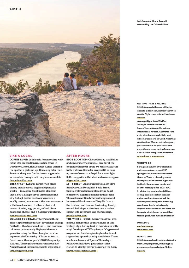 People watching sunset at Mount Bonnell overlooking the Colorado River in Austin, Texas.