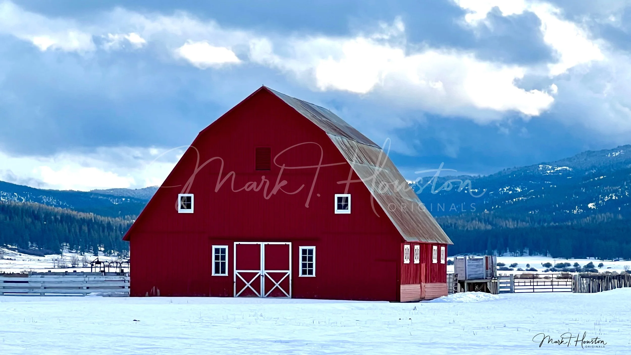 Classic Red Barn in the beautiful Idaho winter