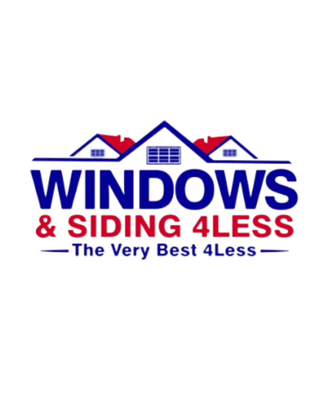 Windows & Siding 4Less logo featuring a stylized roofline and bold red and blue branding with the tagline “The Very Best 4Less.”