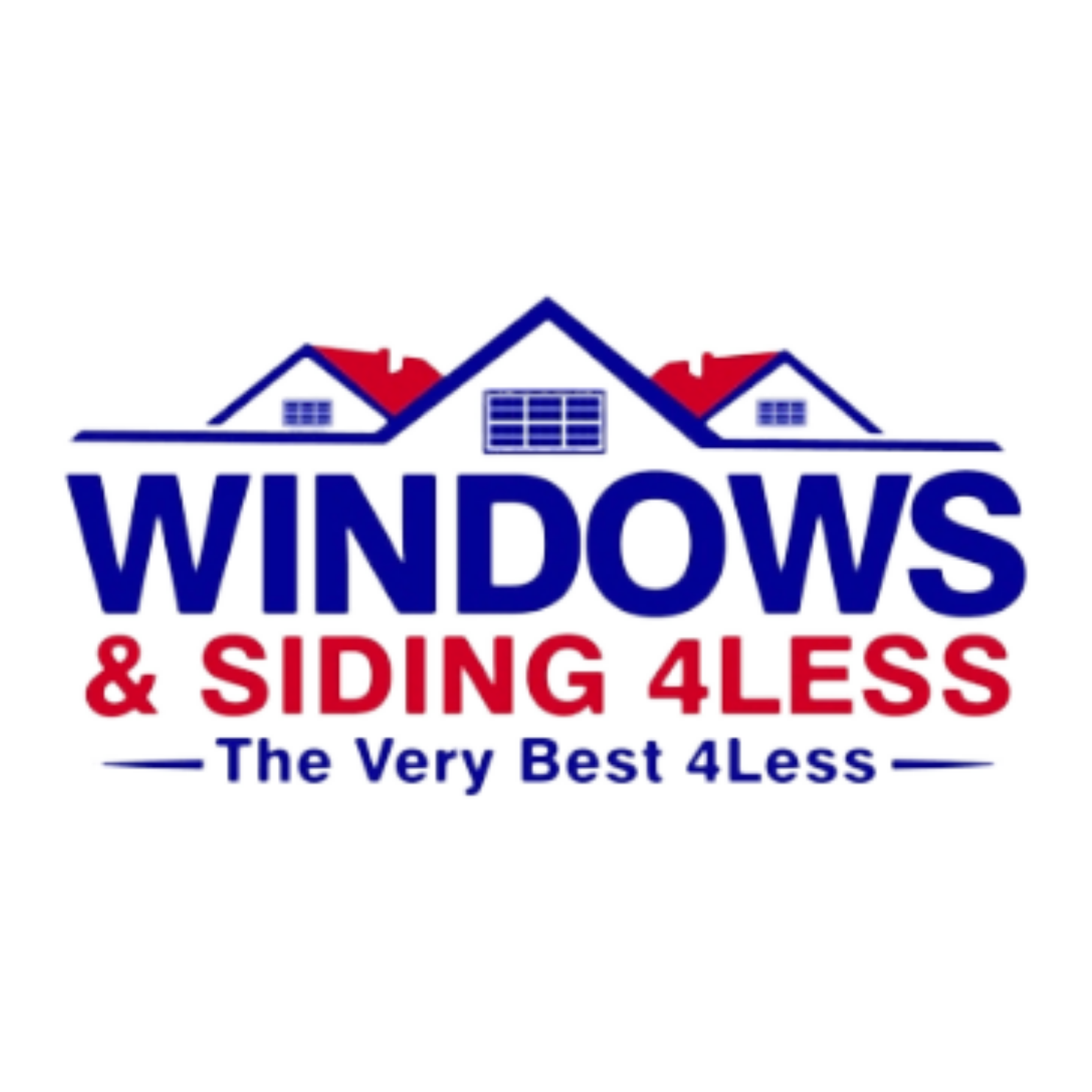 Windows & Siding 4Less logo featuring a stylized roofline and bold red and blue branding with the tagline “The Very Best 4Less.”