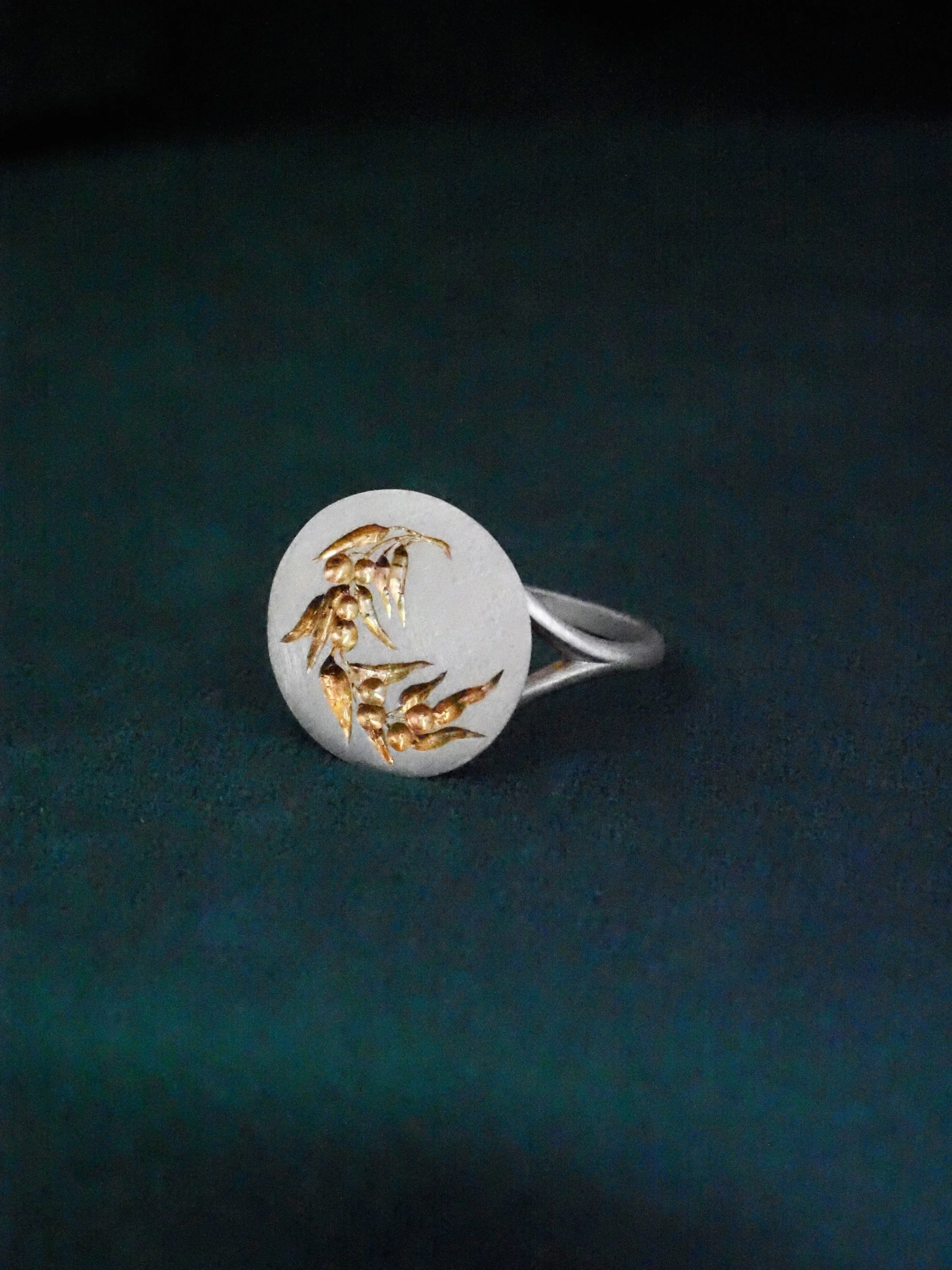 Small Olive Branch Two Tone Ring
