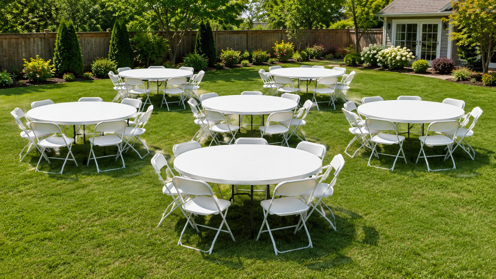 4-foot round table rental for a Sacramento backyard celebration