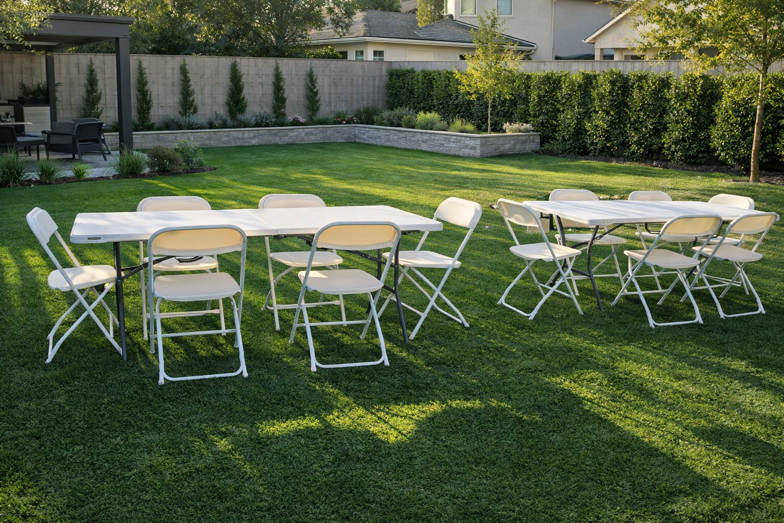6-foot folding table rental for a Sacramento backyard party
