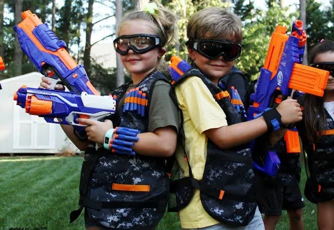 Nerf party package rental for a Sacramento backyard birthday party