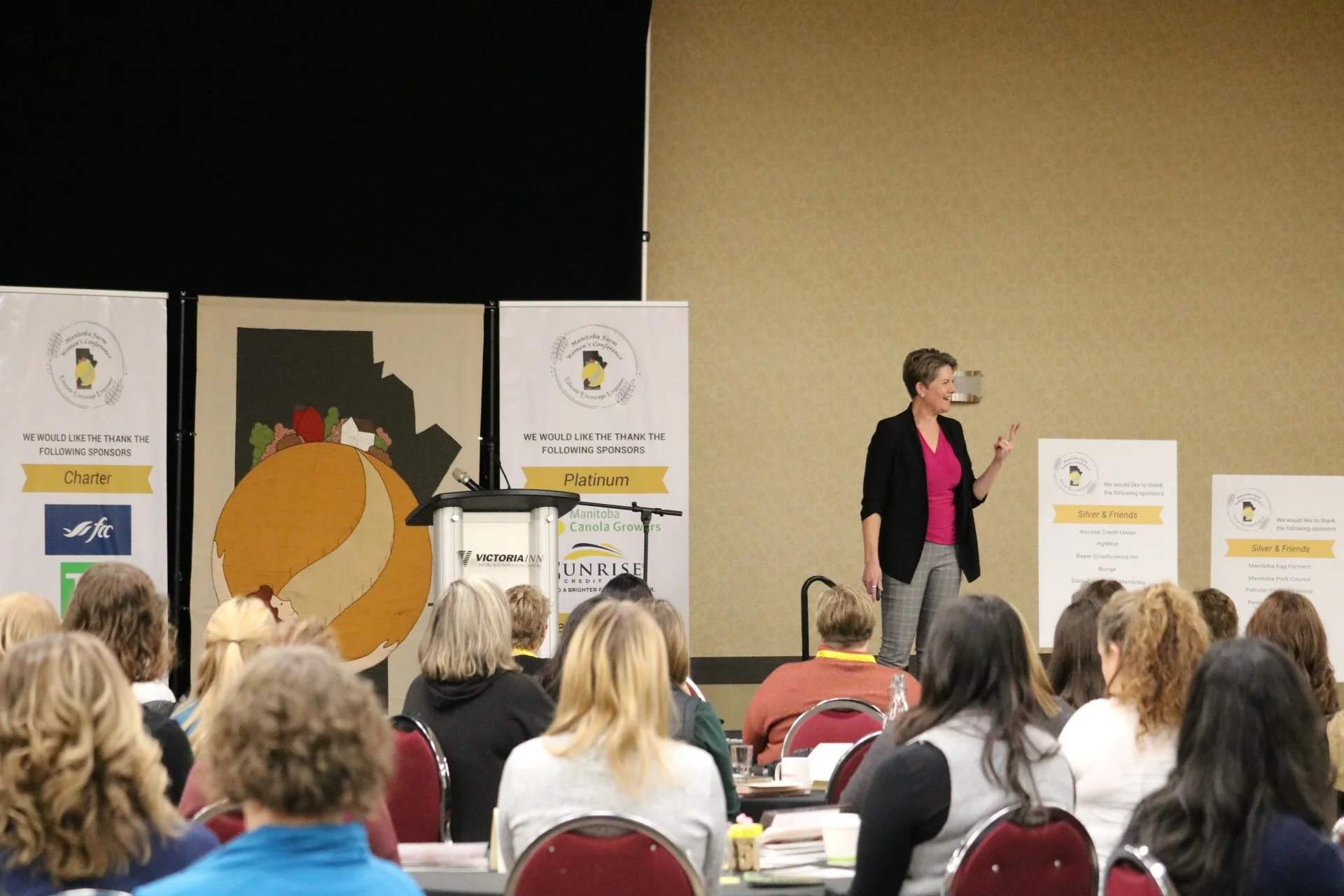 Keynote speaker and crowd