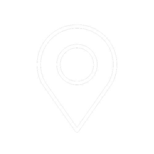 Black background with a white map pin icon.