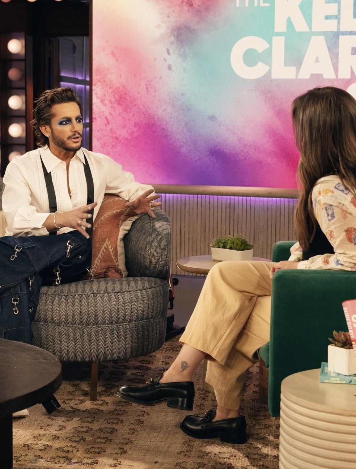 My bow tie tuxedo blouse on Frankie Grande for The Kelly Clarkson Show