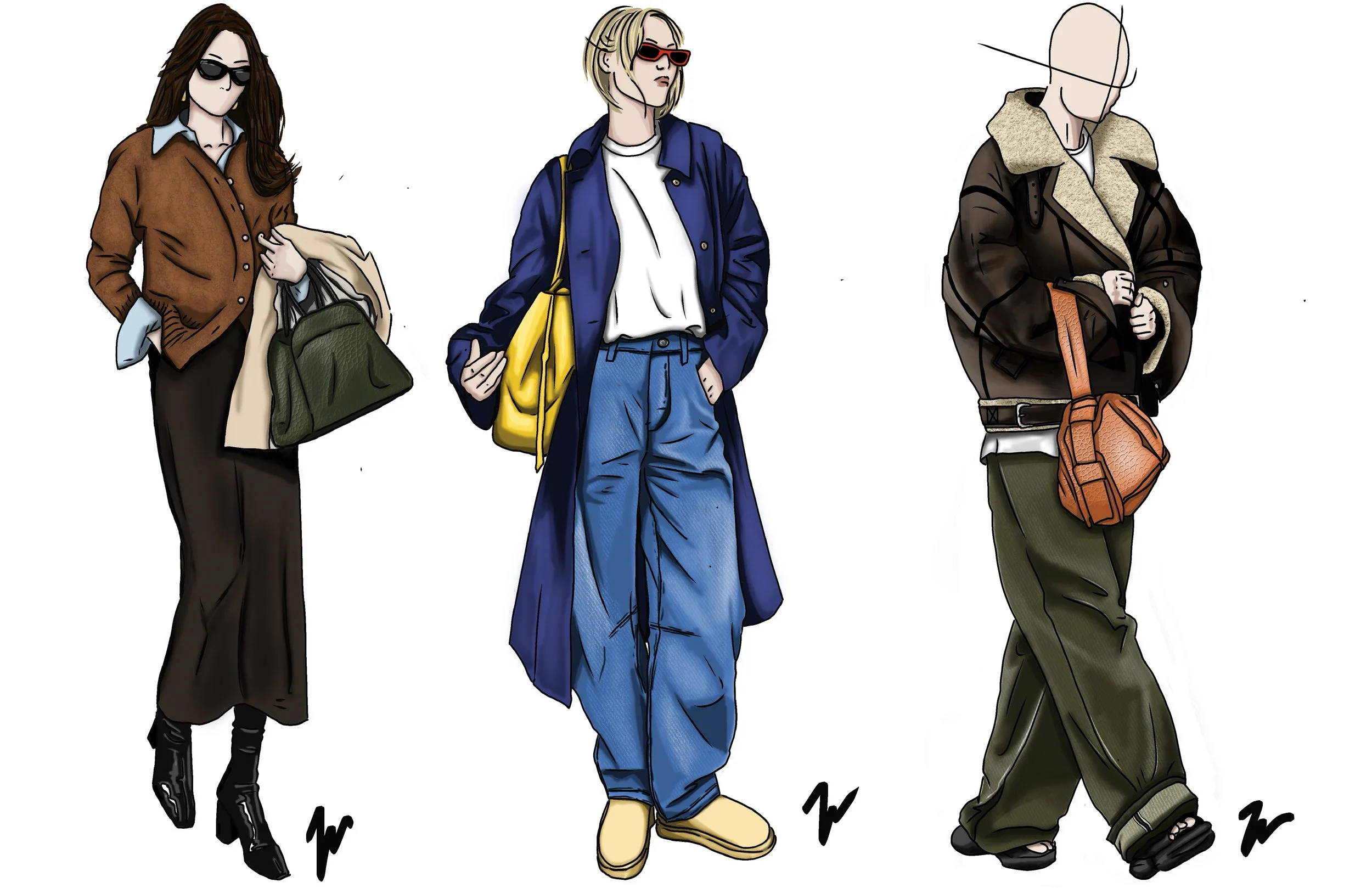 A project I did inspired by silhouettes I saw on the streets in downtown, as well as experimenting with colors and layering. CAD or hand drawn tech flats included, as well as key design details.