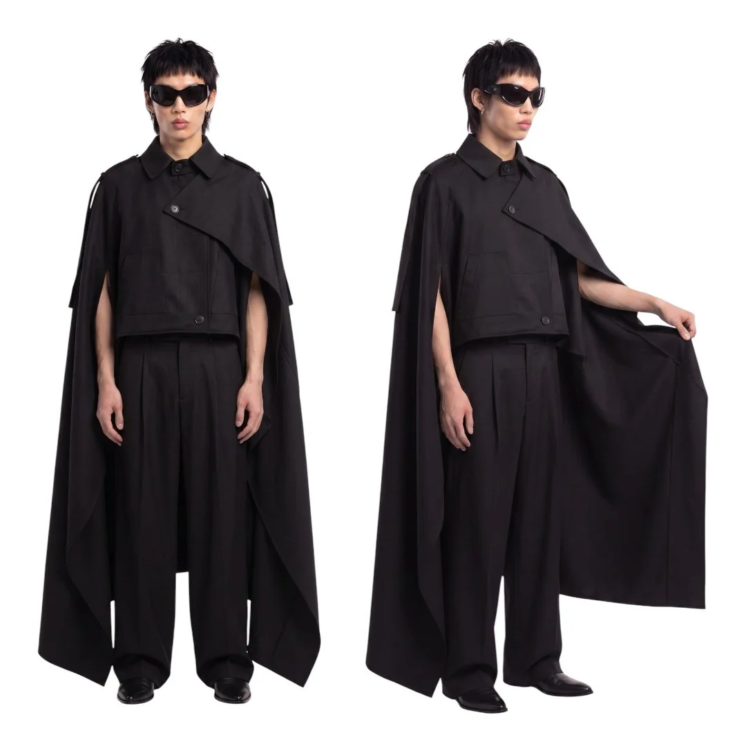 My final sophomore year project, a poncho style garment inspired by traditional Japanese fashion.