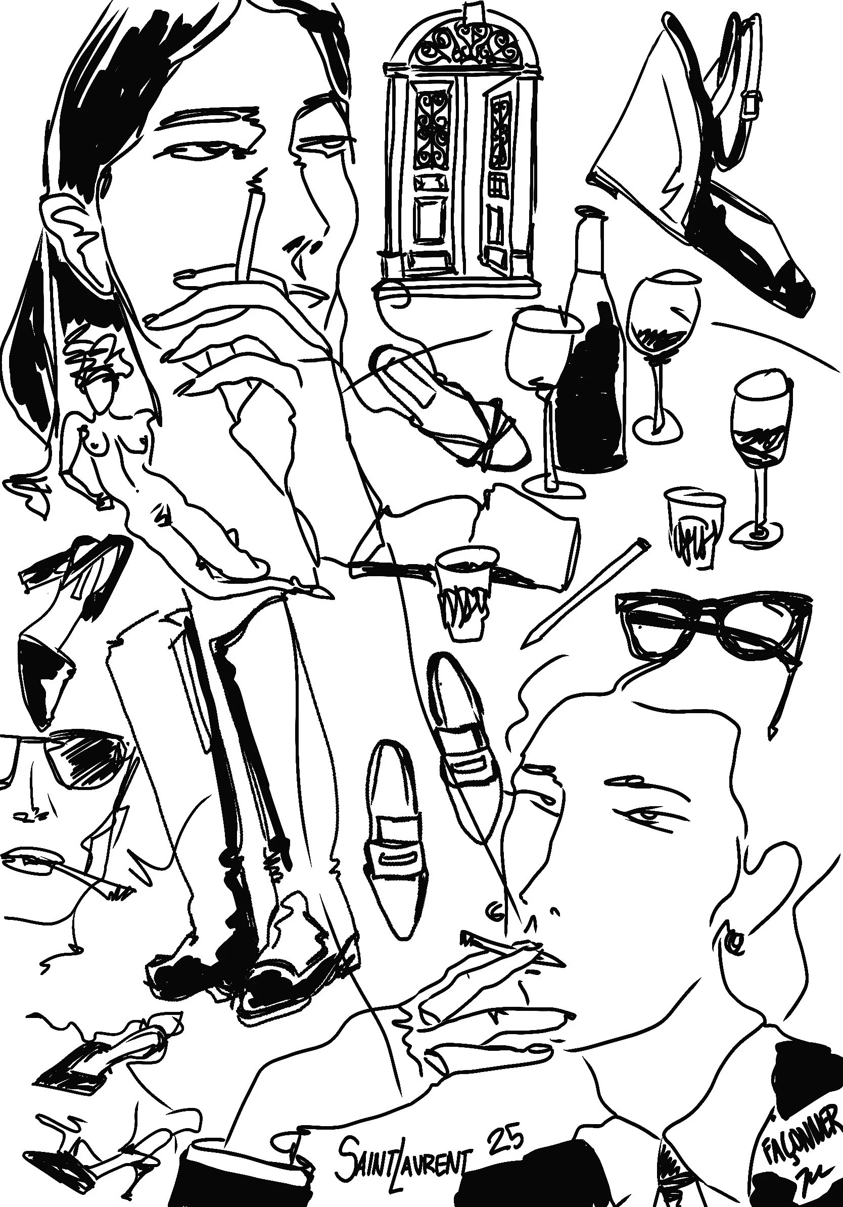 Gestural illustration collages I made for mood boards and previously sold as prints on my website