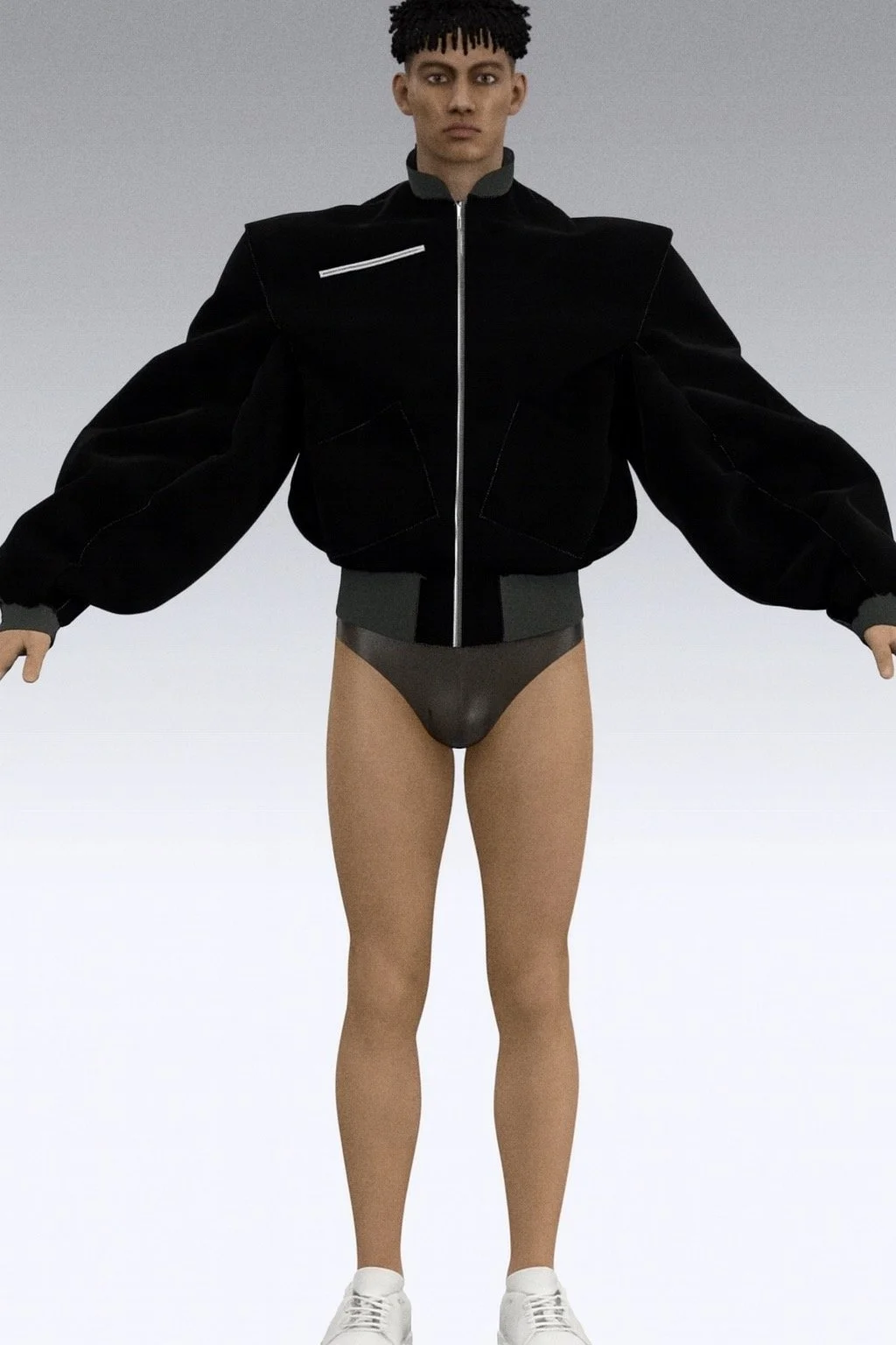 CLO 3D School assignment to create a bomber jacket using certain finishes but our own silhouette 