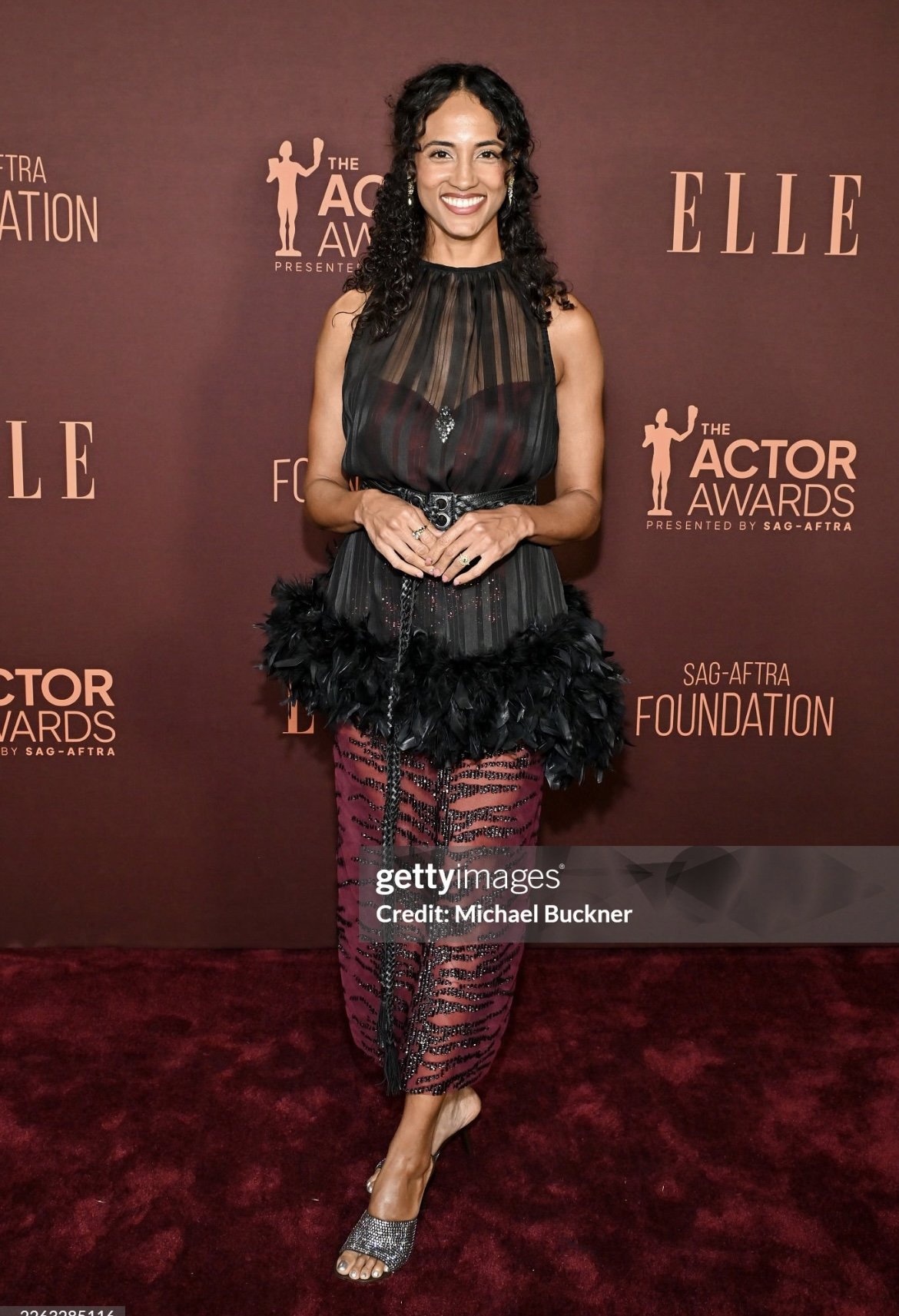 My A/W 26’ chiffon baby doll dress with a feather trim featured on HBO Max’s The Pitt star, Alexandra Metz at the SAG-AFTRA Actor Awards’ red carpet