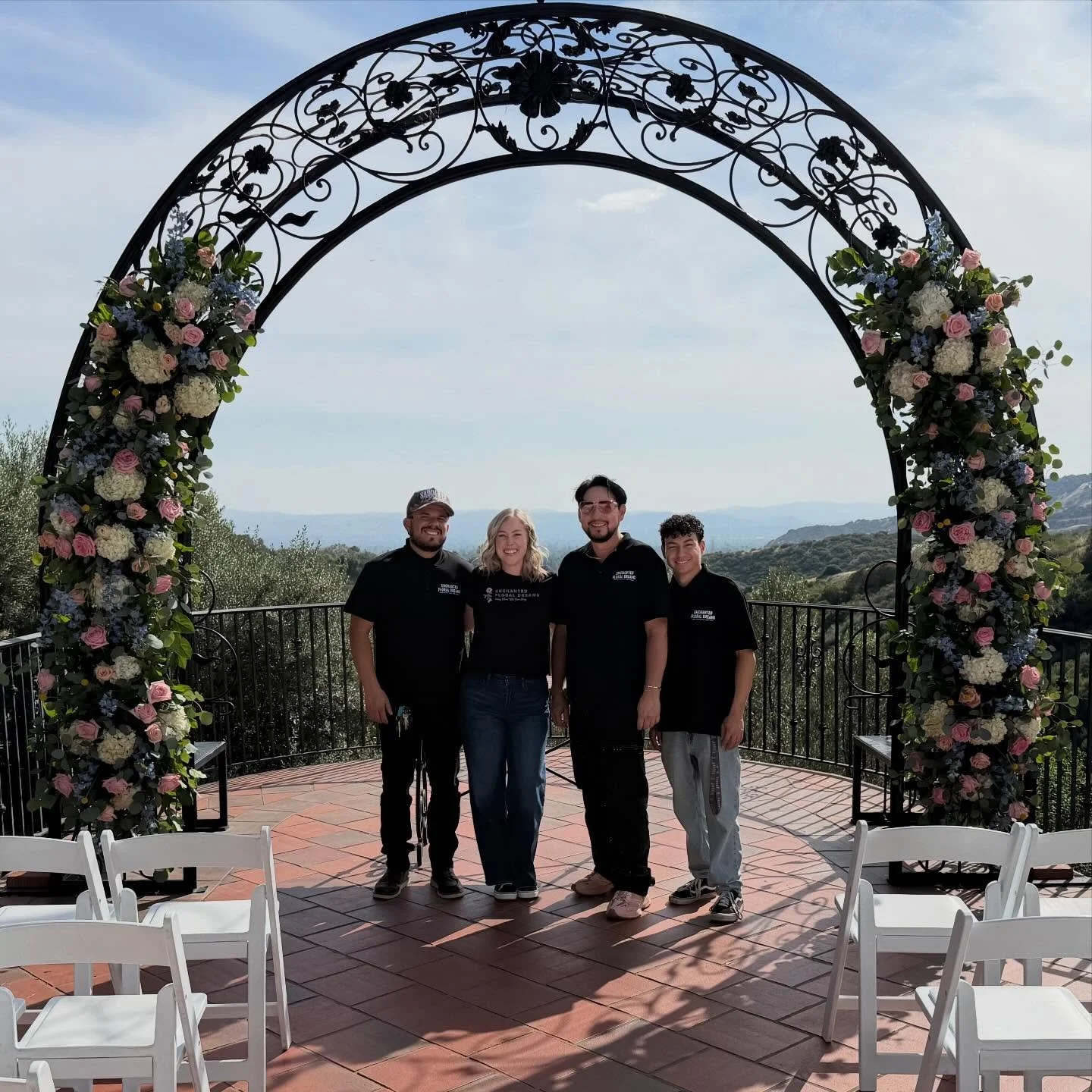 Introducing your wedding set up and tear down crew (minus Rhonda and Steve)! Chelsea, Katy, Suzanne, and Lori hustle hard during the week to design all the amazing arrangements you see. Andres, Alex, Christian and Cortney are the magic behind transfo