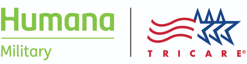 Logo of Humana Military and Tricare with their respective symbols.