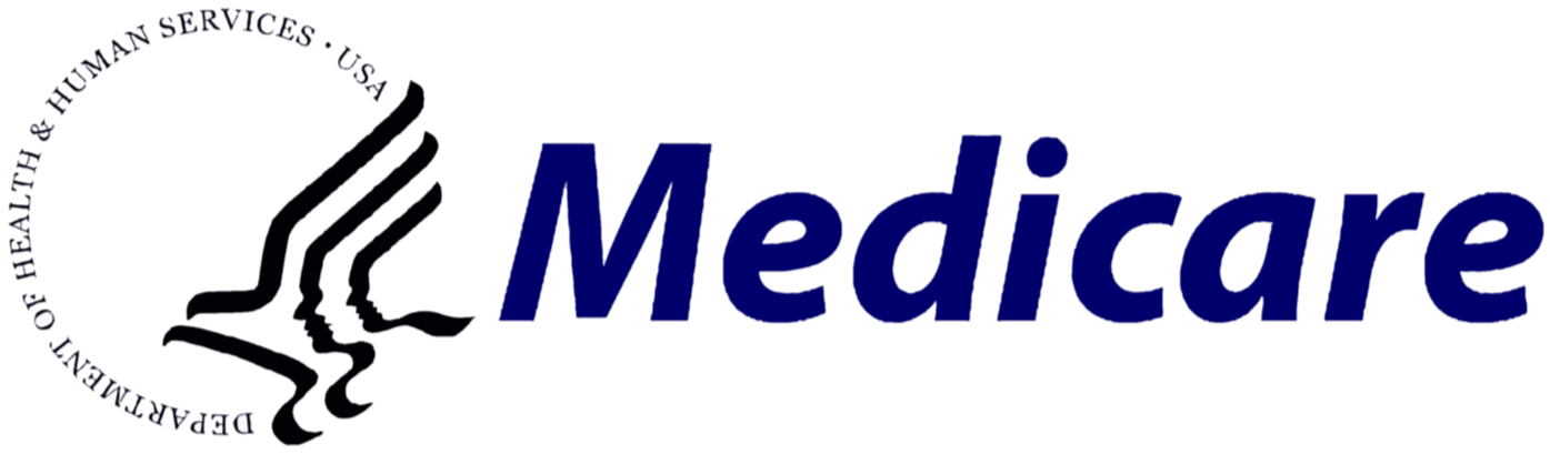 Medicare logo with stylized profile of a human face inside a circular design.