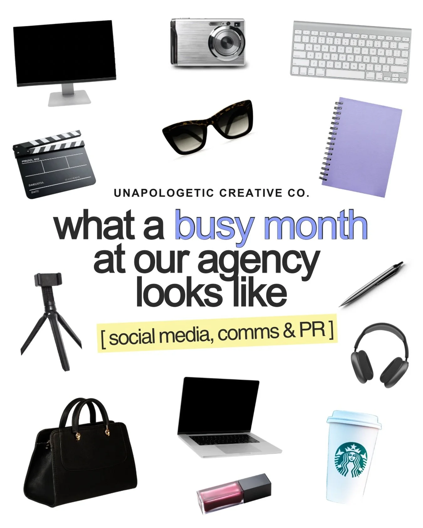 Cameras. Keyboards. Content. Strategy. Pitches. Press. And yes, a Starbucks somewhere in the mix. 

This is what a busy month at Unapologetic Creative Co. actually looks like behind the scenes. Social media, communications, and PR all running at the 