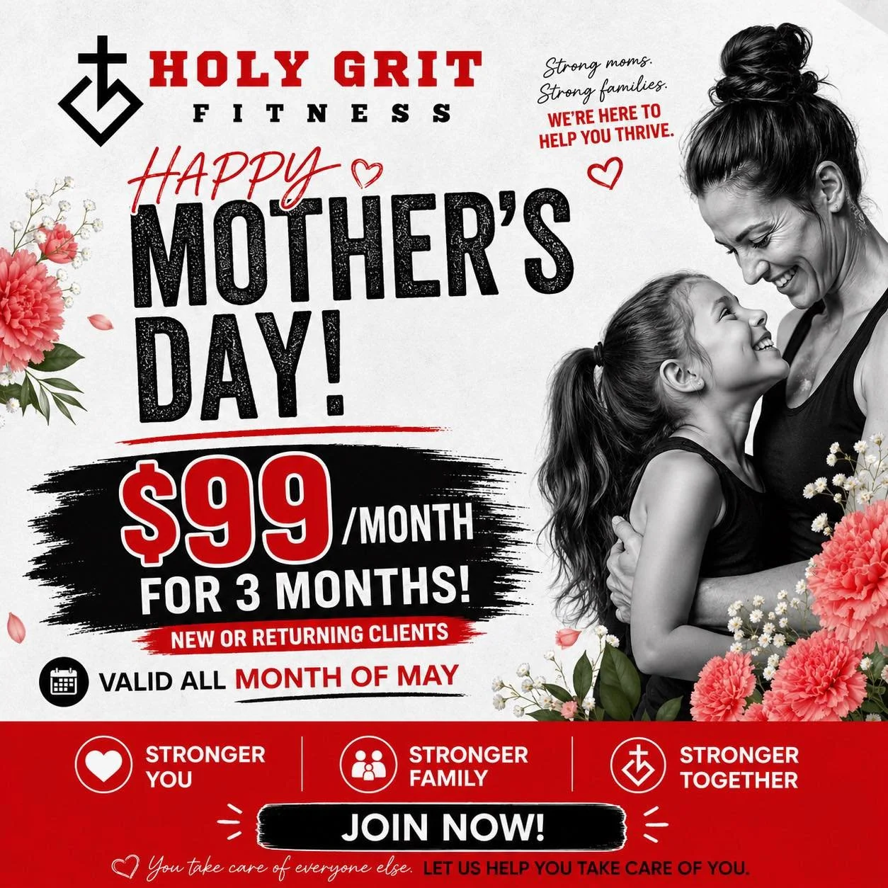 🚨 LAST CHANCE 🚨

The Mother&rsquo;s Day Special at Holy Grit Fitness is almost gone! 🔥

Join TODAY for just $99/month 💪✨

Don&rsquo;t wait until it&rsquo;s too late, this deal is disappearing FAST! Secure your spot, transform your body, and becom