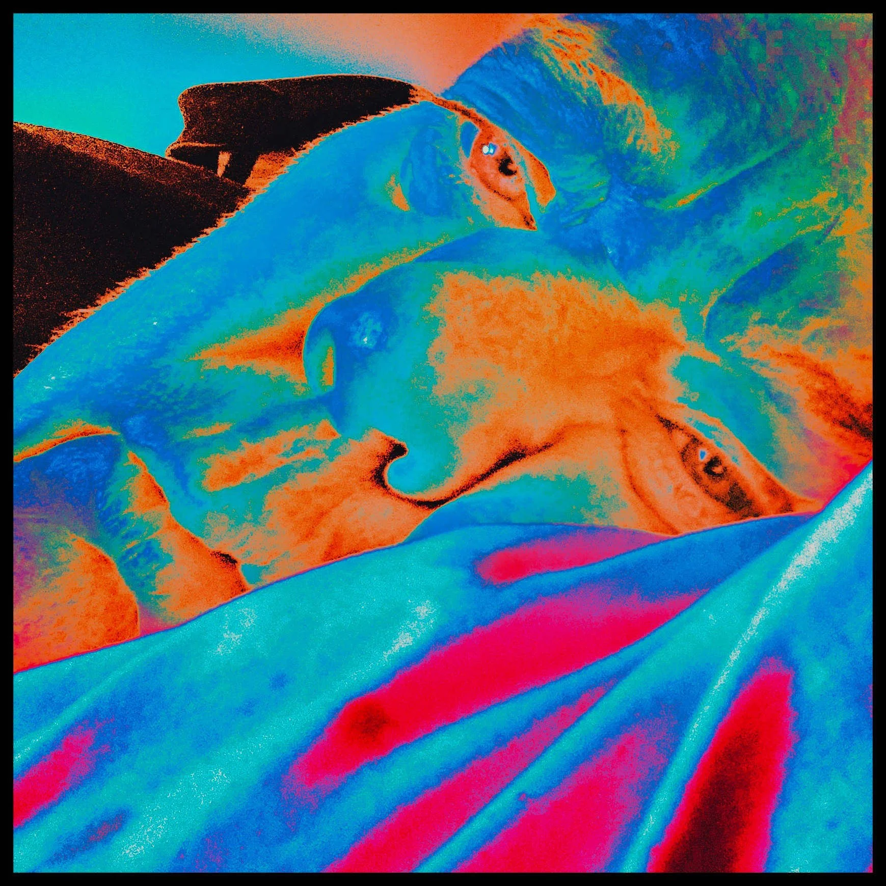 pillow blue orange red