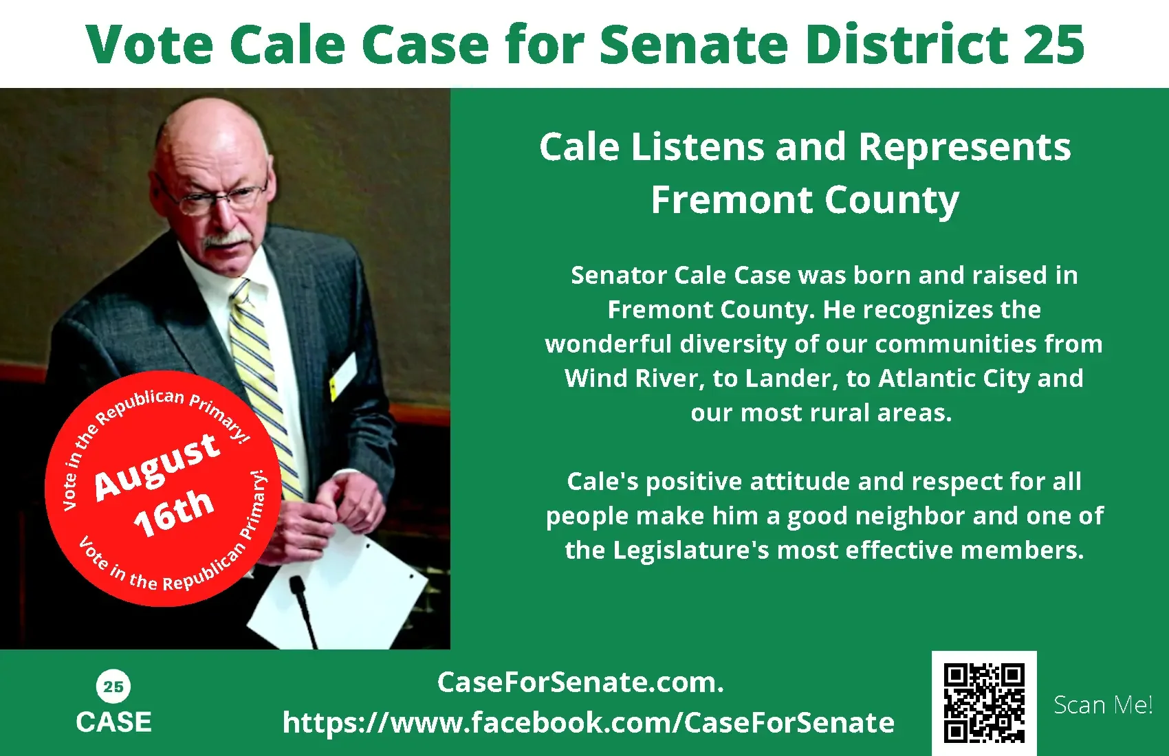 Cale's ballot chase mailing. Each week, we got a list of people who had requested an absentee ballot and made sure they received this card in the mail as they made their selection for the Senate.