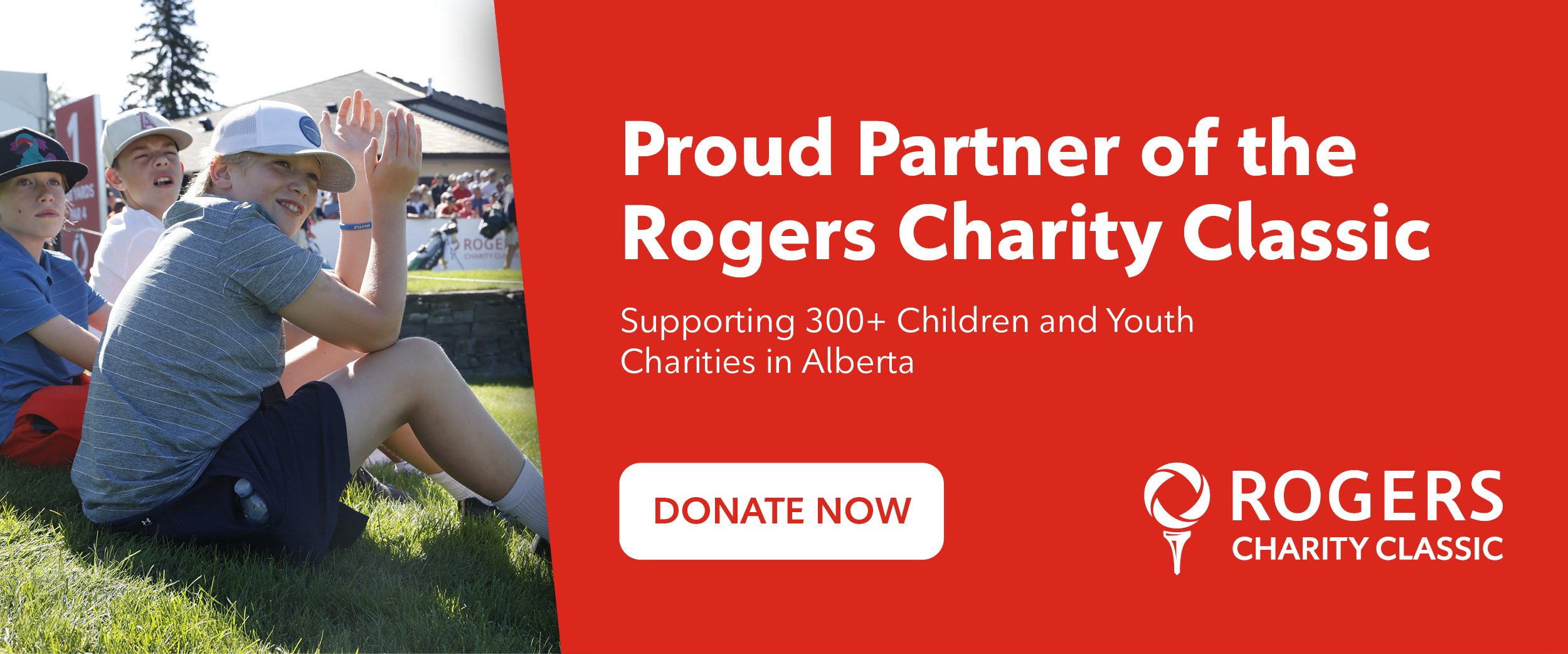 Three boys clap as they watch Rogers Charity Classic, Birdies for Kids