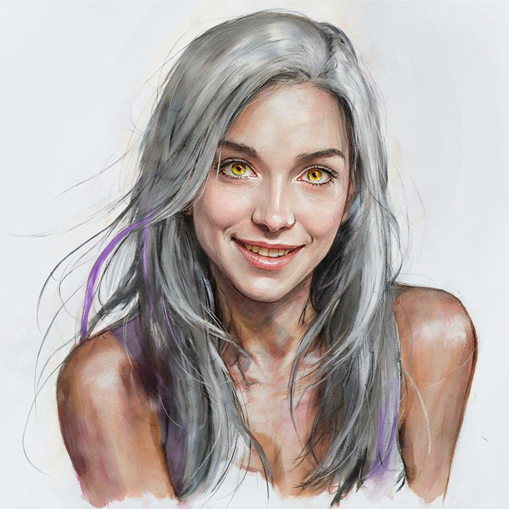 Portrait Of A Young Woman With Silver-Gray Hair.png