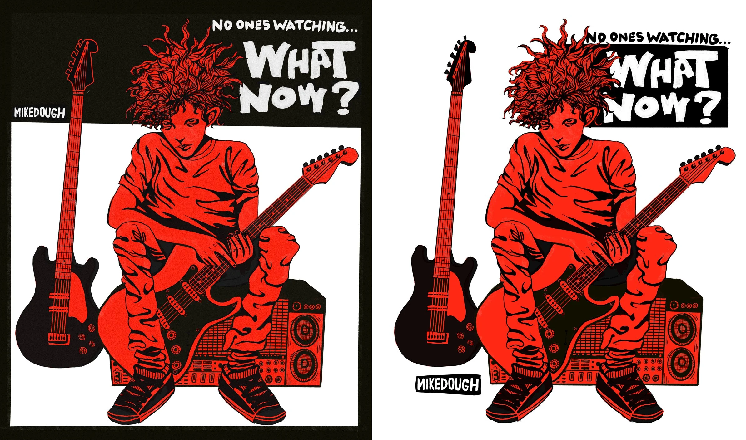 Designed for a t-shirt as merchandise for musician Mike Dough. Done using procreate, and taking inspiration from 90s comic books/pop art. (2023)