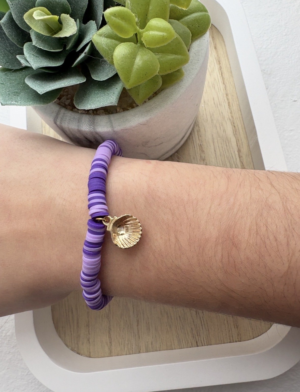 Amethyst Tide Gold Shell Bracelet