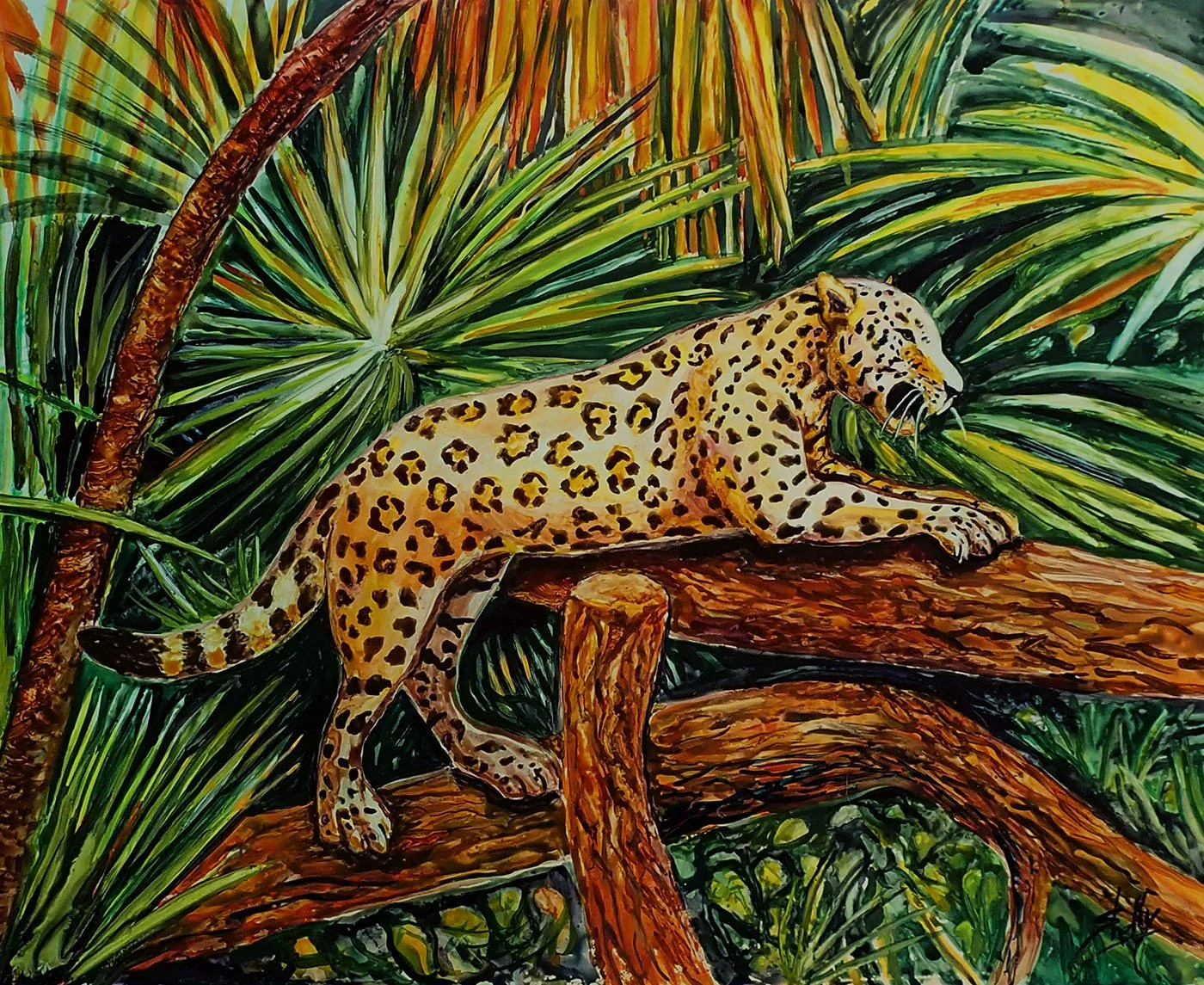Jungle Majesty: Jaguar Painting on Yupo Paper