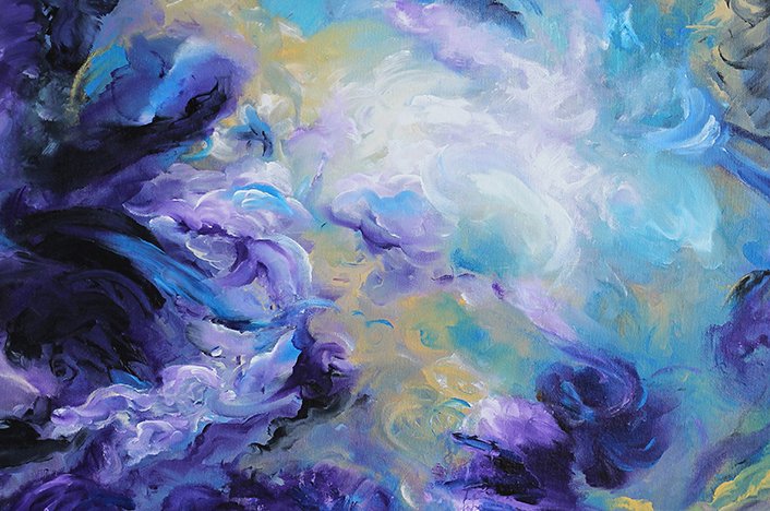 Albedo Effect Ethereal Abstract Painting with Bamboo Frame