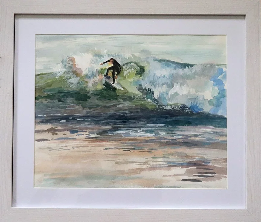 "Drop In", Watercolor on Paper, 26" x 22.5"